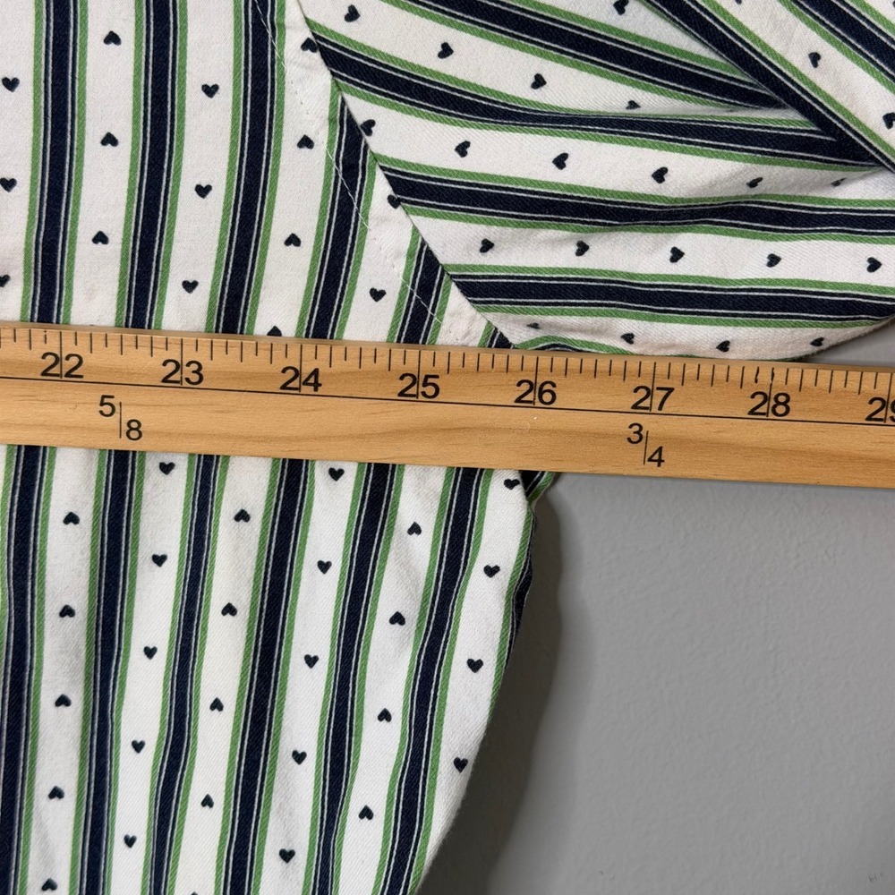Aerie Flannel Pajama Shirt Womens XL Navy Green Stripe Heart Lace Cozy Lounge - Picture 5 of 8
